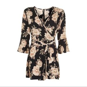 Topshop Dark Blossom Crepe Wrap Playsuit — Floral